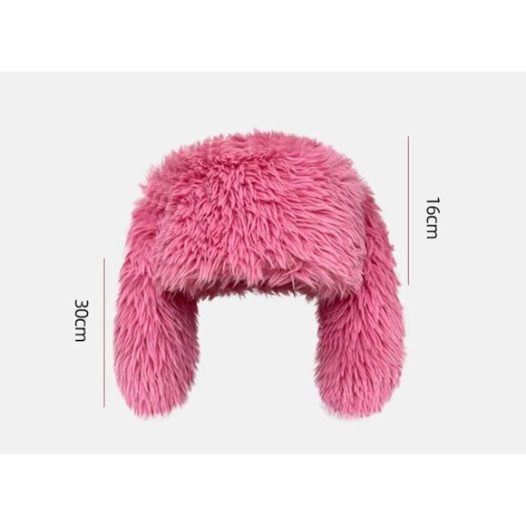 Women Men Plush Bunny Beanie Hat Winter Cap Cute Rabbit Ears Fluffy